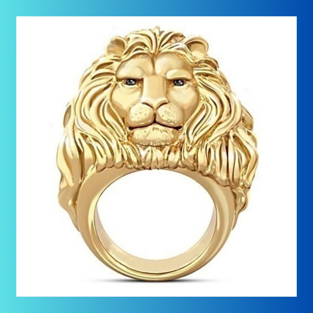 Gold Lion Head Ring