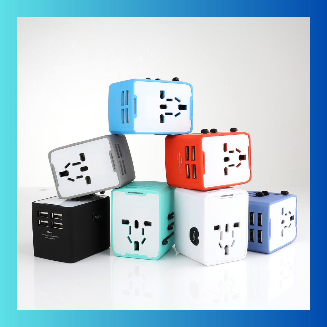 Customizable Universal Travel Adapter with USB Charger