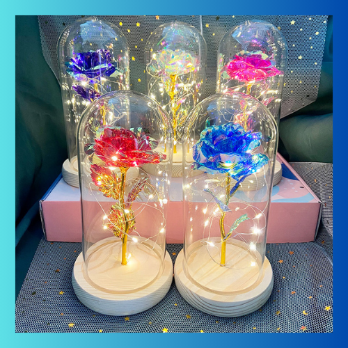 LED Everlasting Glass Covered Flower Lamp Decoration